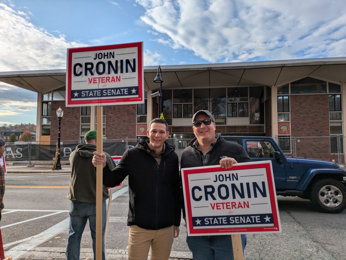 State Representative Michael Kushmerek and Ward 4 City Councilor Andy Van Hazinga on election day 2024